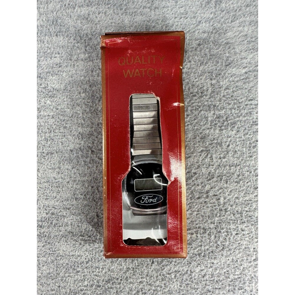 FORD Vintage Advertising Digital Quartz Silver Tone Wristwatch